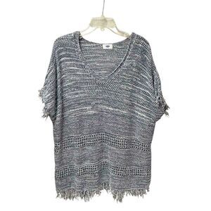Old‎ Navy Crocheted Fringe Poncho for Women Black Marled - Size 1X Plus